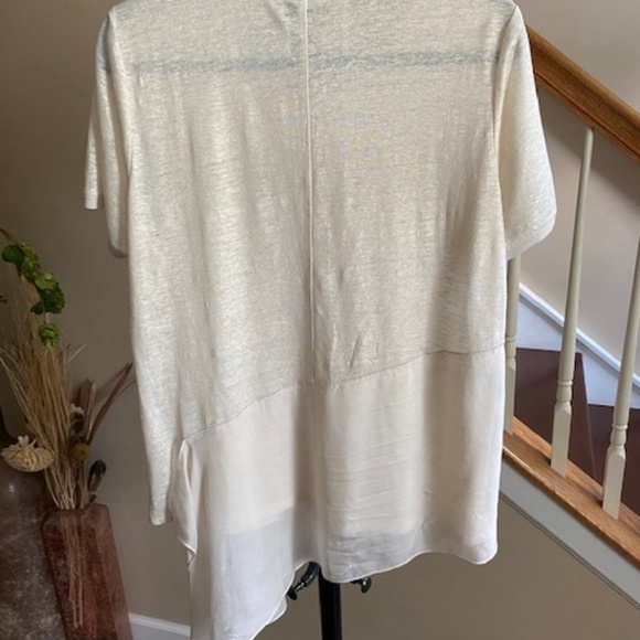 PER SE by Carlisle Women Linen Tunic Asymmetrical Sheer Hem Size 12 - Picture 4 of 12